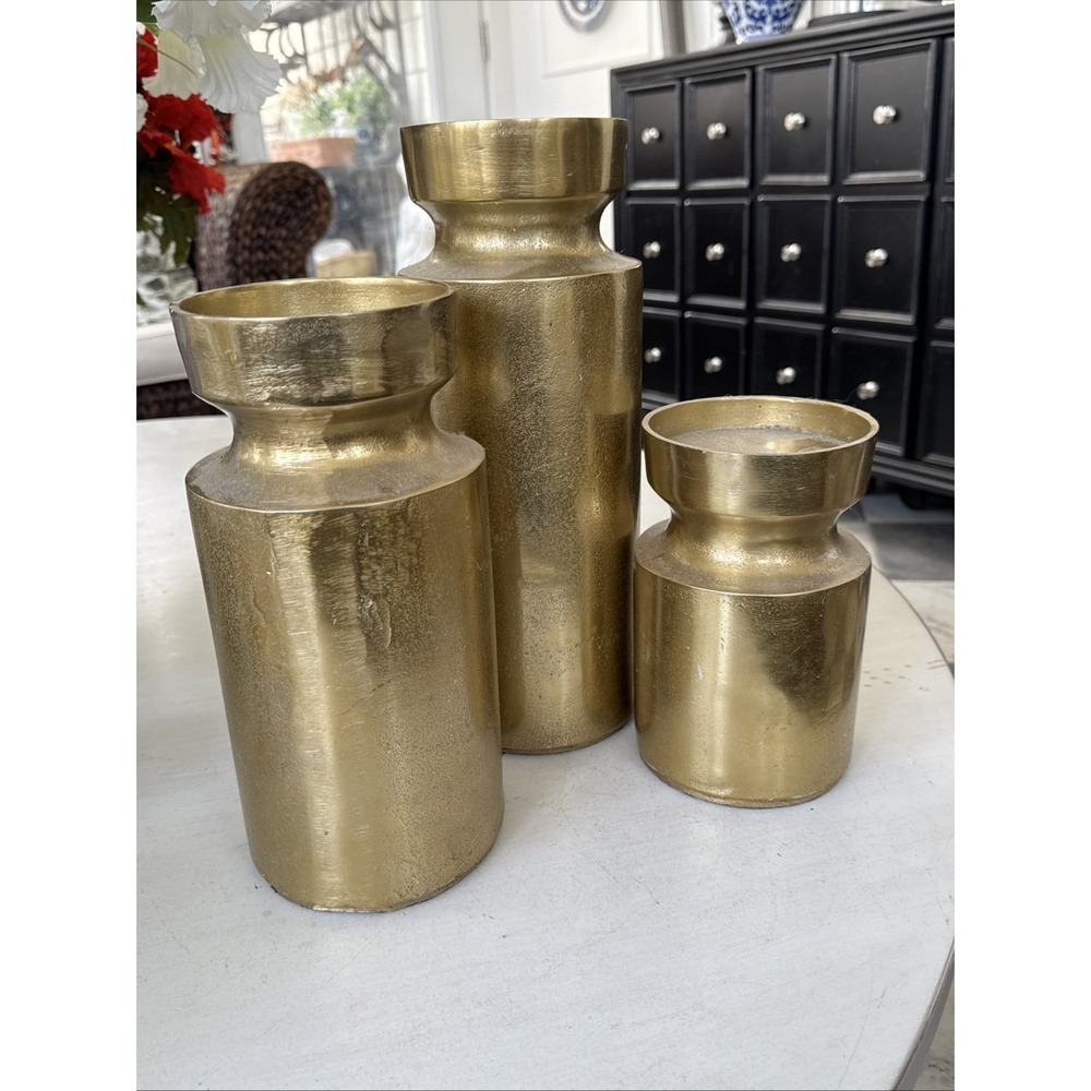 Uttermost Amina Antique Brass Candleholders Set of 3 - 18958